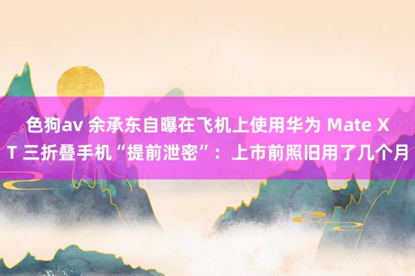色狗av 余承东自曝在飞机上使用华为 Mate XT 三折叠手机“提前泄密”：上市前照旧用了几个月
