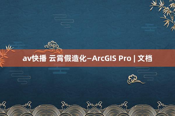 av快播 云霄假造化—ArcGIS Pro | 文档