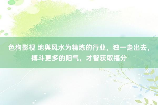 色狗影视 地舆风水为精炼的行业，独一走出去，搏斗更多的阳气，