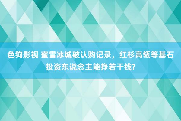 色狗影视 蜜雪冰城破认购记录，红杉高瓴等基石投资东说念主能挣